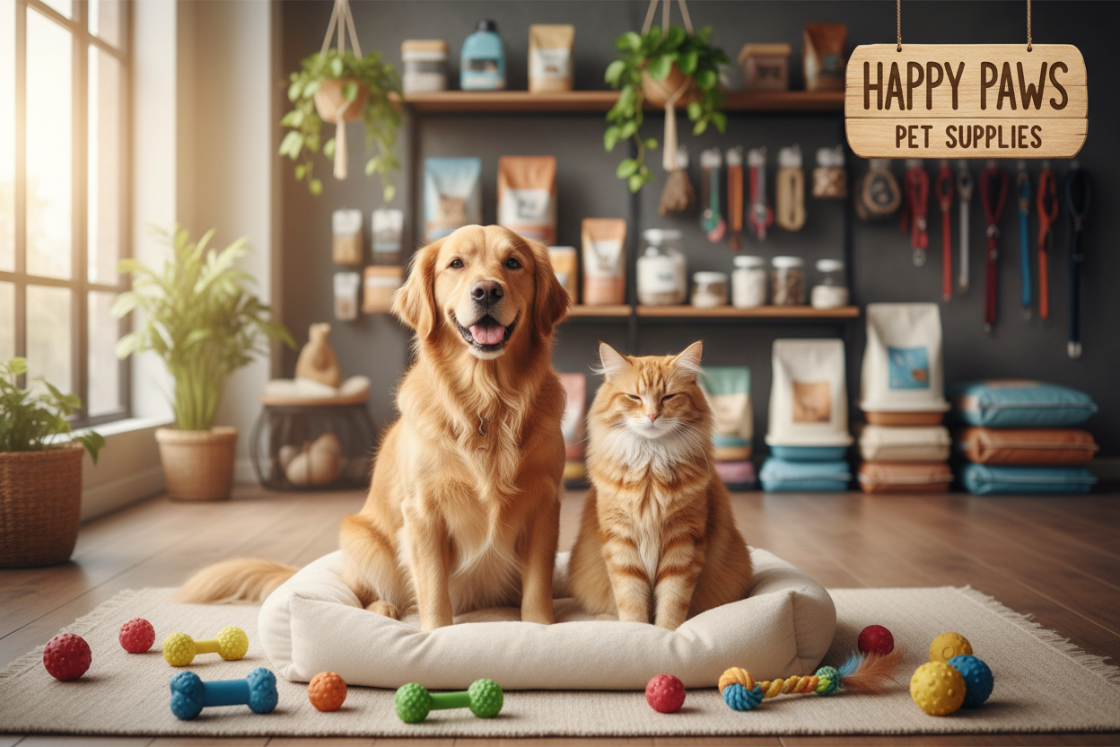 Dog and cat together for pet store